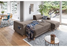 Кафяв разтегателен/с място за съхранение ъглов диван Classy Sophie – Miuform