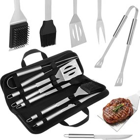 Комплект инструменти за грил от неръждаема стомана - 6 бр.