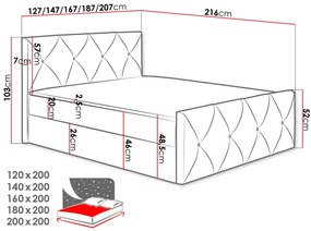 Επενδυμένο κρεβάτι Crystal Lux-Mpez-140 x 200 εκ.