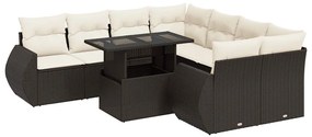 3326614 vidaXL Градински комплект диван с възглавници 9 части кафяв полиратан