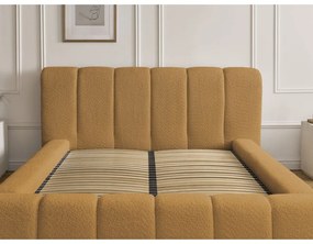 Двойно тапицирано легло с място за съхранение с включена подматрачна рамка в цвят горчица 140x190 cm Denali – Bobochic Paris