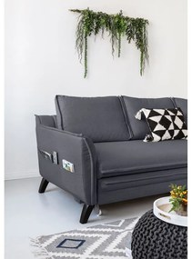 Антрацитен ъглов разтегателен диван, десен ъгъл Charming Charlie - Miuform