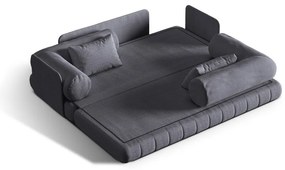 Тъмносив сгъваем диван от прежда с примки от букле 206 cm Kemi – Cosmopolitan Design