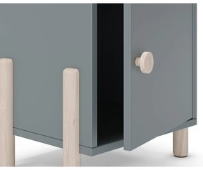 Детско нощно шкафче сиво-зелено от масивен бор Enola – Marckeric