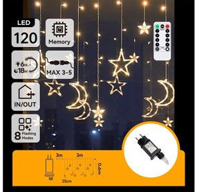 Aigostar - LED външна коледна гирлянда 120xLED/6W/230V/8 функции 3x0,6m IP44 топла бялаDO