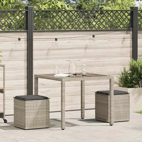 4104044 vidaXL Градински табуретки с възглавници 2 бр Светло сиво 40x40x43 см