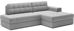 Сив кадифен разтегателен ъглов диван (десен ъгъл) Blezalt – ELTAP