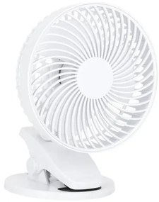 Преносим вентилатор VIENTO 6W/5V с клипс, 2000 mAh, бял