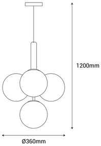 Черно висящо осветително тяло, височина 120 cm Musa - SULION