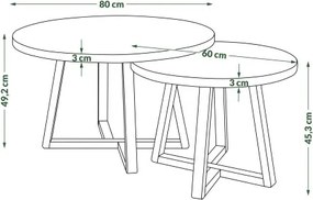 OASIS Естествен дъб - КОМПЛЕКТ 2 КРЪГЛИ ХОЛНИ МАСИ Ø80/60 cm МОДЕРНИ ДЪРВЕНИ