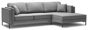 Сив ъглов диван , десен ъгъл Attilio - Milo Casa