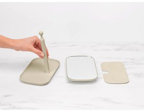 Огледало с поставка за принадлежности Brabantia ReNew 1006271, 28.3х20х12.6 см, Неплъзгаща се основа, 360° регулиране, Бежов