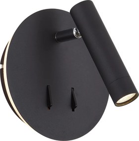 Модерна черна стенна лампа с LED и USB-C - Croft