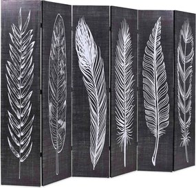 245892 vidaXL Сгъваем параван за стая, 228x170 см, пера, черно и бяло