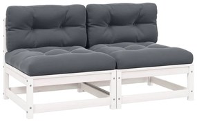 805736 vidaXL Градински средни дивани с възглавници антрацит, 2 бр, бор масив