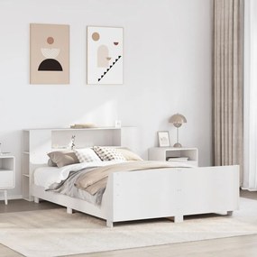 3323654 vidaXL Рамка за легло без матрак, бял, 120x200 см, бор масив
