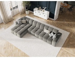 Ъглов диван от сиво кадифе (ляв ъгъл) Kendal - Micadoni Home