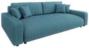 Тюркоазен разтегателен диван с място за съхранение от рипсено кадифе 234 cm Sara – Ropez