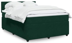 3290085 vidaXL Боксспринг легло с матрак, тъмнозелено, 160x200 см, кадифе