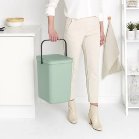 Кош за разделно събиране на боклук Brabantia Sort&Go 1005522, 25 л, Дръжка, Възможност за стенен монтаж, Светлозелен