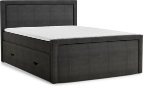 Антрацитно боксспринг легло 160x200 cm с място за съхранение Fresco – Maison de Rêve