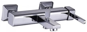 Стенен смесител за вана и душ Куарто ICF 148901 C, месинг, хром, с душ, държач и шлаух, 4.3x17см
