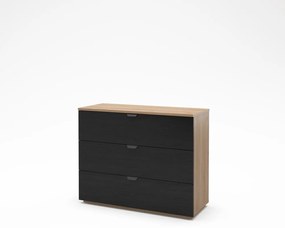 Черно-естествен скрин от декор от дъб 100x80x40 cm Dennis – Marckeric