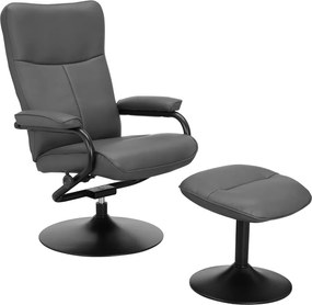 Сив релаксиращ фотьойл с табуретка от изкуствена кожа Istad – Støraa