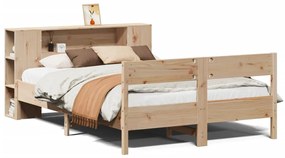 3322957 vidaXL Легло с етажерка за книги, без матрак, 135x190 см, бор масив
