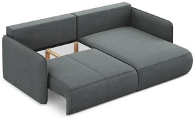 Сив разтегателен ъглов диван с място за съхранение (десен ъгъл) Nanea – Makamii