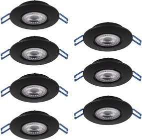 Eglo 300191 - Комплект от 7x LED вградени осветителни тела GEDREZ LED/4,9W/230V Ø 9 см, черно