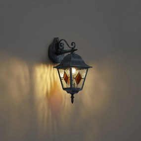 Винтидж външен стенен фенер черен с антично зелено IP44 - Antigua Down