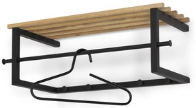 Черна/в естествен цвят метална стенна закачалка с рафт 76 cm Marco – Spinder Design