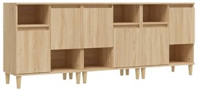 3185738 vidaXL Сайдборд, 3бр, дъб сонома, 60x35x70 см, инженерно дърво