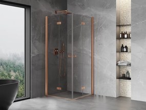 Mexen Mist-F Duo сгъваема душ кабина 80 x 80 см, прозрачна, четкана мед - 8A6-080L-080P-65-00