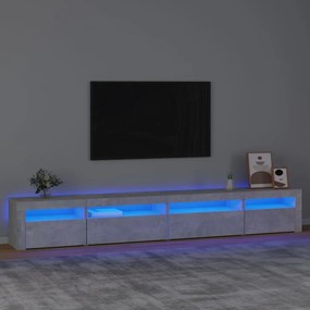 3152749 vidaXL ТВ шкаф с LED осветление, бетонно сив, 270x35x40 см