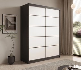 Гардероб Naldo 150 с плъзгащи врати - Черно-Бял