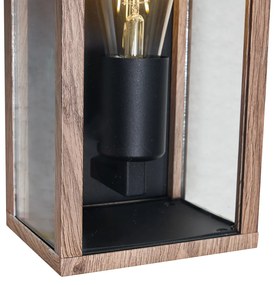 Индустриална стенна лампа с дървен принт 26 см IP44 - Charlois