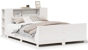 3323663 vidaXL Рамка за легло без матрак, бял, 120x190 см, борово дърво масив