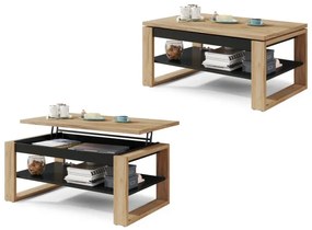 НУО Дъб Крафт злато/Черен мат -МОДЕРНА ХОЛНА МАСА С ПОВДИГАЩ СЕ ПЛОТ