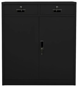 336411 vidaXL Офис шкаф, черен, 90x40x102 см, стомана