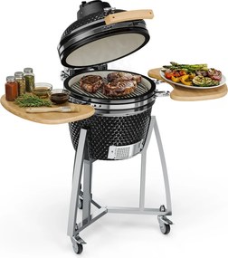 Klarstein Queensize, Kamado грил, термометър, подвижни странични части, черен