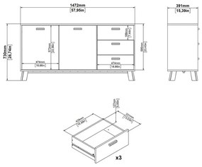 Скрин от дъбов декор в бял и естествен цвят 147x73x39 cm Ikast – Tvilum