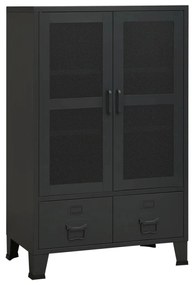 339621 vidaXL Индустриален скрин за съхранение, черен, 70x40x115 cм, метал