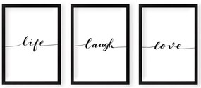 Картини в комплект 3 бр. 24x29 cm Life Laugh Love – Vavien Artwork