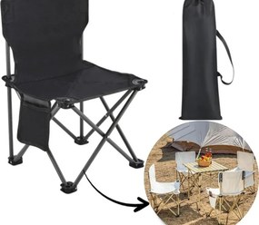 Сгъваем риболовен стол с калъф за съхранение Черен