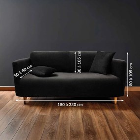 Черно триместно ластично покривало за диван Sacha – douceur d'intérieur