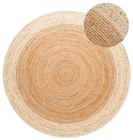 Двустранен ръчно изработен ютен кръгъл килим в естествен цвят ø 100 cm Jutta Gold – Hanse Home