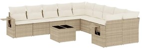 3253055 vidaXL Градински диван с възглавници, 11 части, бежов полиратан