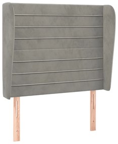 3118132 vidaXL Горна табла за легло с уши, светлосива, 93x23x118/128 см,кадифе